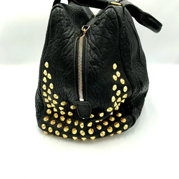 MCM Black Satchel with Gold Studs - Picture 2 of 8